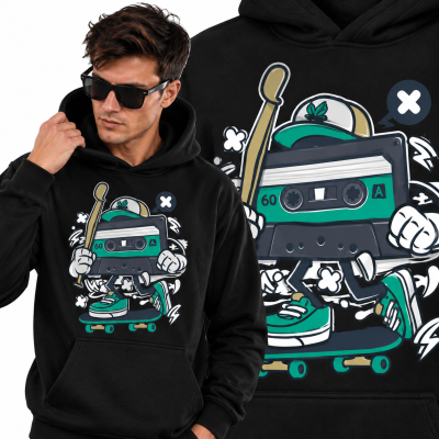 BLUZA Z KAPTUREM ANIMOWANA CASSETTE SKATER